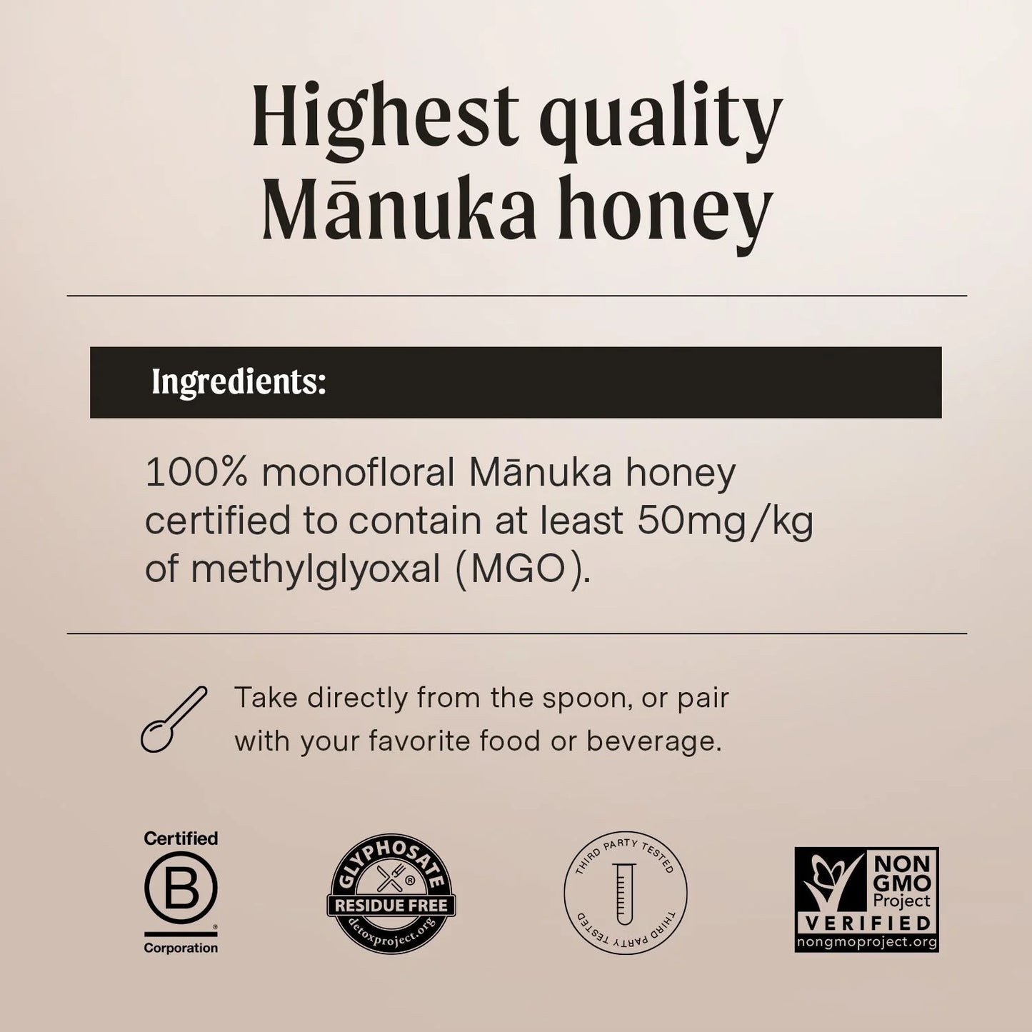 Raw Manuka Honey MGO 50+ 8.8Oz, Non-Gmo, UMF and MGO Certified, Allergen-Free