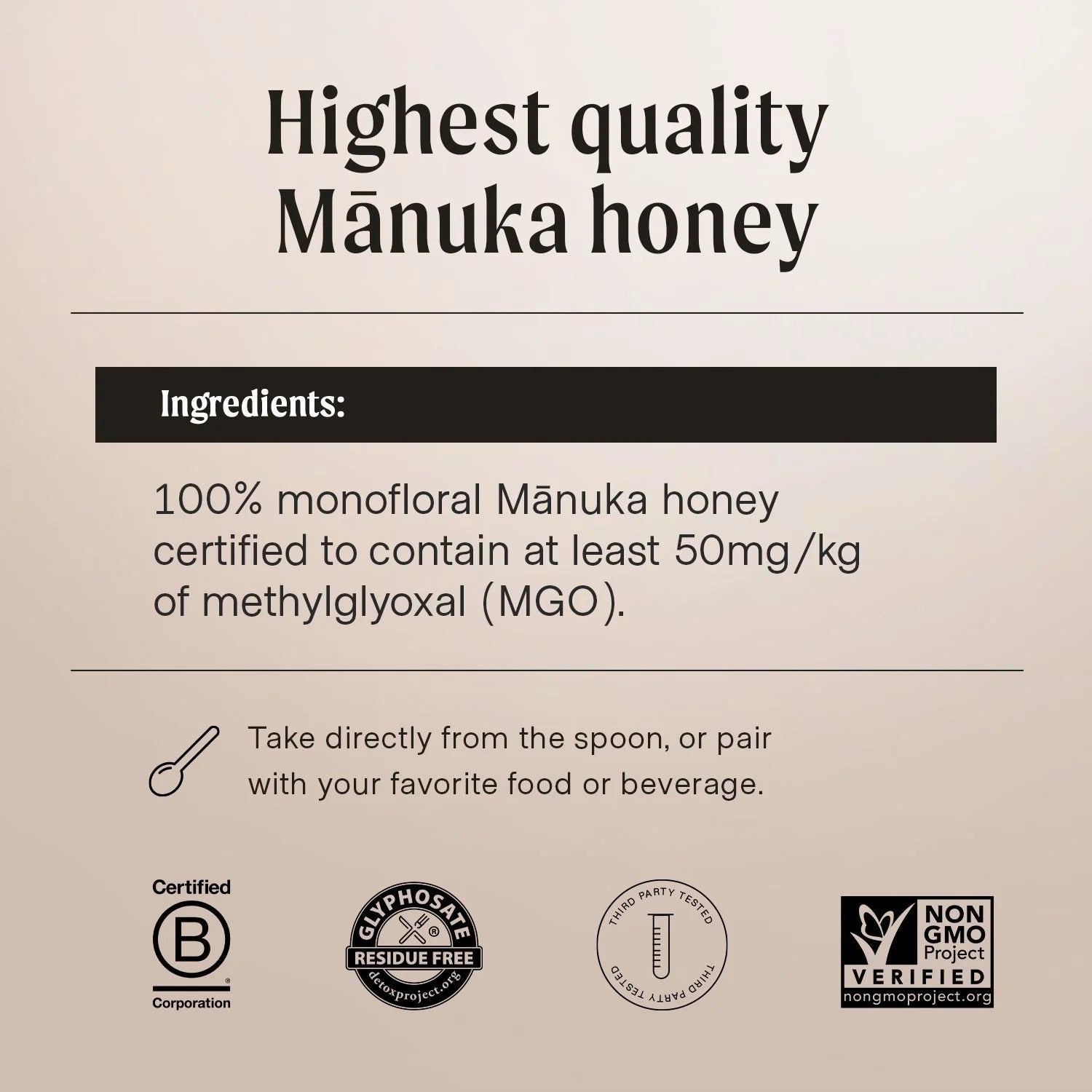 Raw Manuka Honey MGO 50+ 8.8Oz, Non-Gmo, UMF and MGO Certified, Allergen-Free